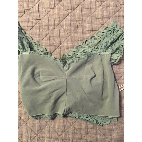 Intimately Free People Teal Lace Crop Top Small Lined Romantic Coquette Feminine - Picture 6 of 9